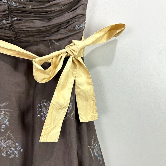 Anthropologie Odille Strapless Pleated Peppermint Tea Dress 4P 4 Petite SP PS - Picture 5 of 10